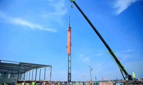 中国五冶邢钢转型升级搬迁改造项目钢结构成功首吊
